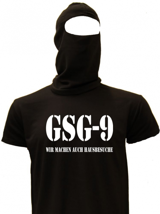 GSG 9 Hausbesuche Kostüm EINSATZKOMMANDO Set Sturmhaube + T-Shirt oder Kapuzensweatshirt schwarz S M L XL XXL 3XL 4XL 5XL und Kinderkostüm 104 116 128 140 152 164cm