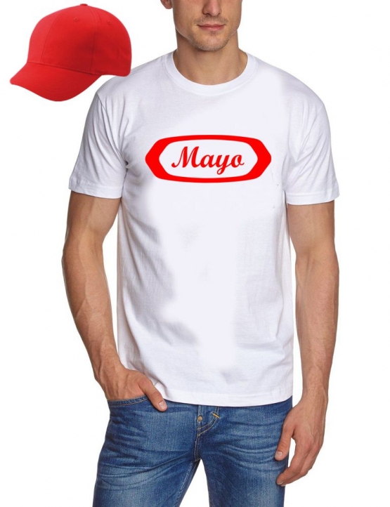 MAYO + KETCHUP Kostüm Imbiss Kombi t T-Shirt oder Hoodie + Cap, Pommes Rot weiss Gr.S M L XL XXL 3XL 4XL 5XL und Kinderkostüm 104 116 128 140 152 164cm