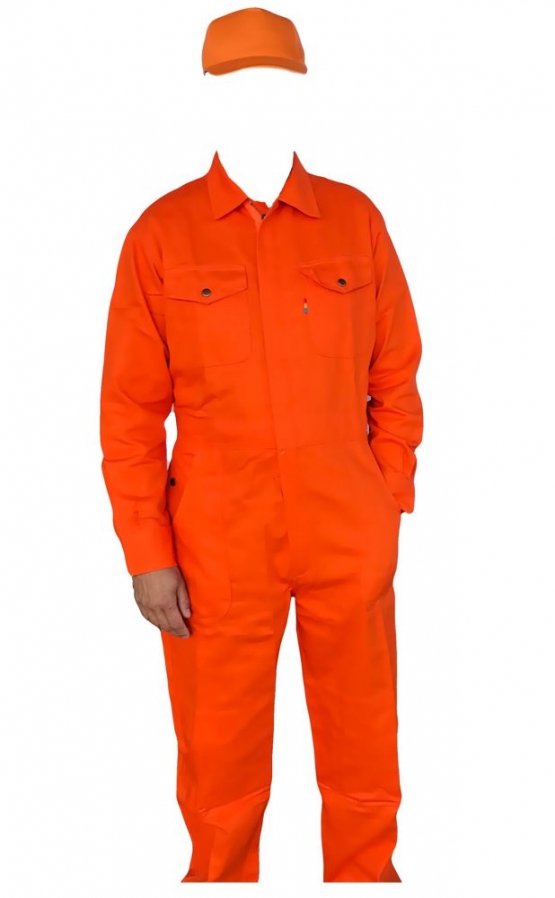 Los Angeles County Jail Knast Set Overal + Cap Orange S M L XL XXL 3XL 4XL 5XL Kostüm Karneval Fasching