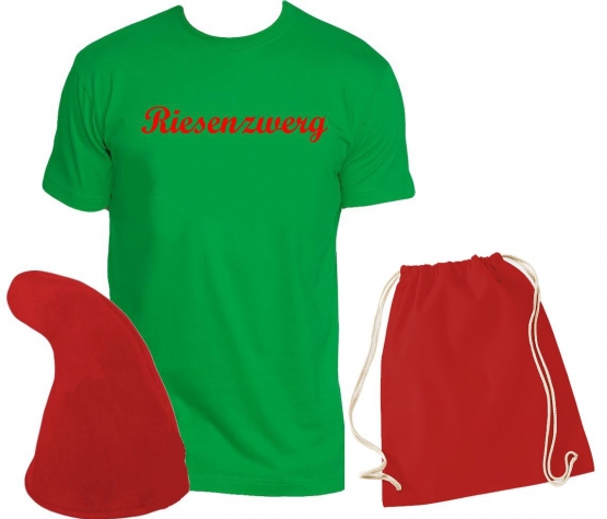 ZWERGEN  Kostüm Partyzwerg Lachzwerg Giftzwerg Flirtzwerg Premium Gruppenkostüm T-Shirt + Zwergenmütze + Sack Gr.S M L XL XXL 3XL 4XL 5XL