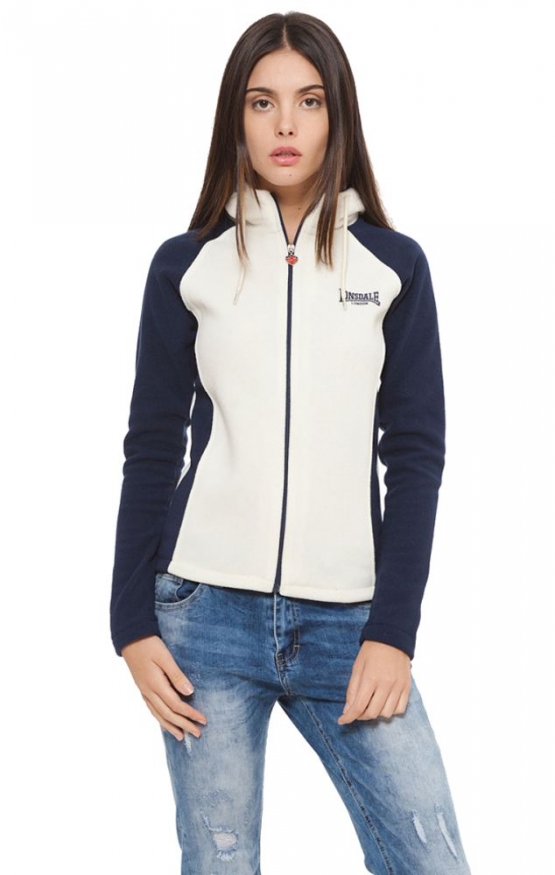 Lonsdale London Hoodie Damen Fleecejacke mit Kapuze BEIGE-NAVY  Gr. S M L XL XXL