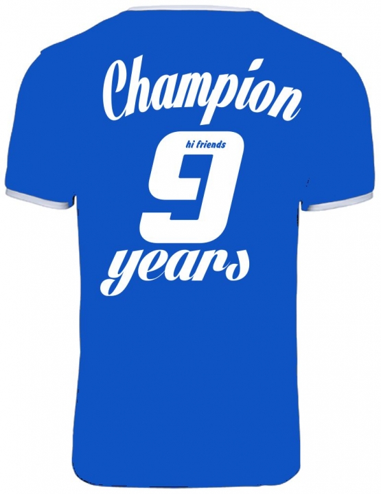 Champion 9 Jahre ! Geburtstags T-Shirt Ringer-blau