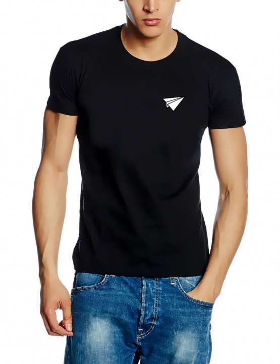 Papierflieger Small Logo  T-Shirt oder Hoodie SCHWARZ S M L XL 2XL 3XL 4XL 5XL