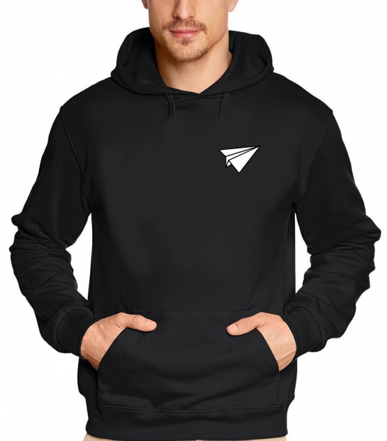 Papierflieger Small Logo  T-Shirt oder Hoodie SCHWARZ S M L XL 2XL 3XL 4XL 5XL