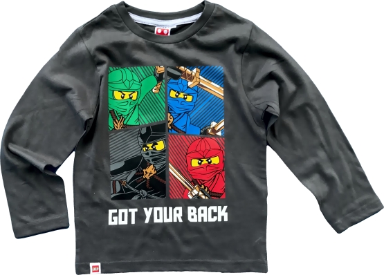 LEGO NINJAGO Jungen Ninja Langarm T-Shirt Original Grau 4 6 8 10 Jahre 104 116 128 140 cm