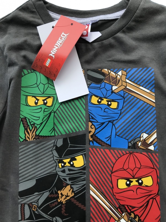 LEGO NINJAGO Jungen Ninja Langarm T-Shirt Original Grau 4 6 8 10 Jahre 104 116 128 140 cm