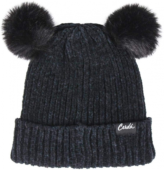 Minnie Maus Mütze Beanie schwarz Pom pom Ohren Minni Mouse 3D Effekt