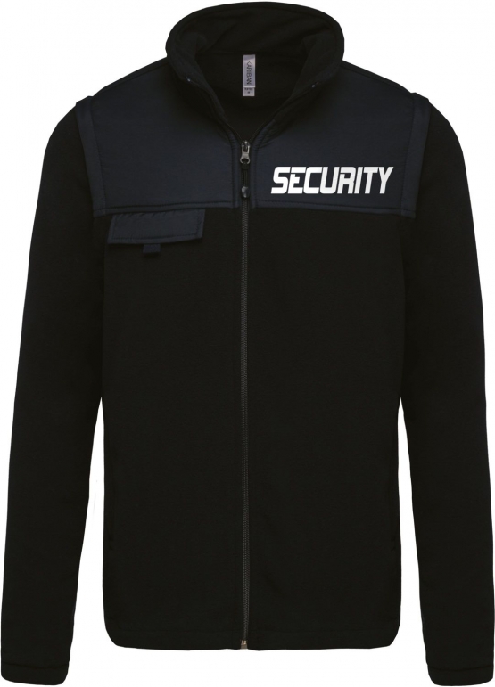 SECURITY - FLEECEJACKE - reflektierender Druck schwarz S M L XL XXL XXXL für den Sicherheitsdienst mit abnehmbaren Ärmeln als Weste Tactical Wear