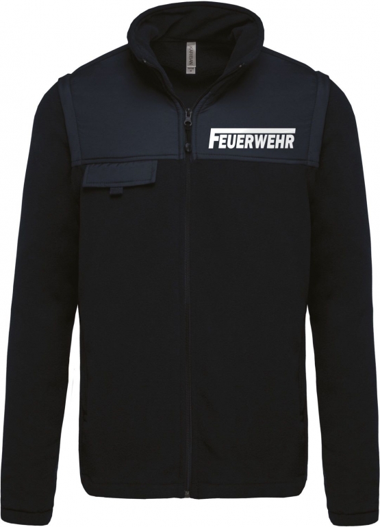 Feuerwehr - FLEECEJACKE - reflektierender Druck vorne Navy S M L XL XXL XXXL 4XL Freiwillige Feuerwehr FF BF THW mit abnehmbaren Ärmeln als Weste