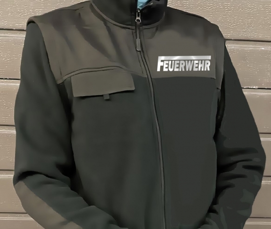 Feuerwehr - FLEECEJACKE - reflektierender Druck vorne Navy S M L XL XXL XXXL 4XL Freiwillige Feuerwehr FF BF THW mit abnehmbaren Ärmeln als Weste