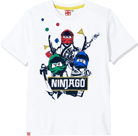 Lego Ninjago Kinder T-Shirt weisß LOGO All Jungen + Mädchen Gr. 104 116 128 140 Lego Wear original. Auf Wunsch mit Name des Kindes personalisiert.