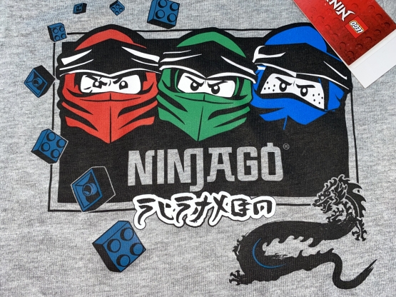 Lego Ninjago Kinder T-Shirt grau Dragon Jungen + Mädchen Gr. 104 116 128 140 Lego Wear original. Auf Wunsch mit Namen des Kindes aufgedruckt.