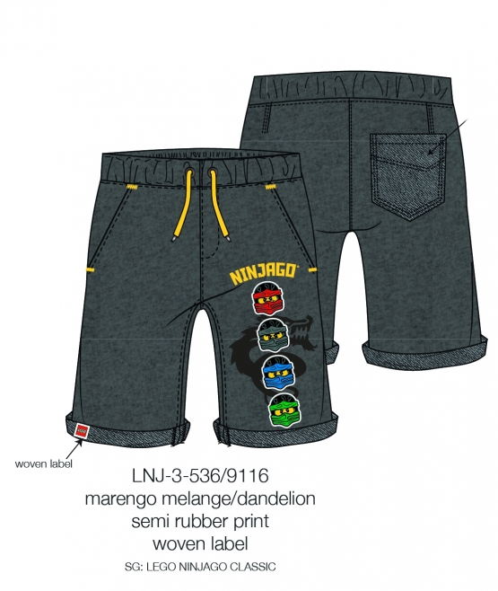 Lego Ninjago Sommershorts Jungen kurze Hose dunkelgrau in den Gr.104 116 128 140 4 6 8 10 Jahre Kindershorts