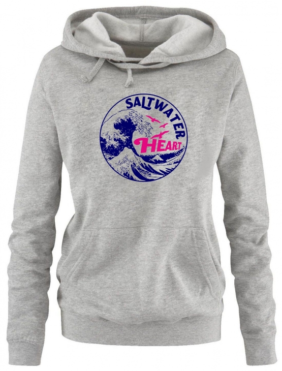 Saltwater Heart Damen Hoodie Sweatshirt mit Kapuze Gr. M L XL XXL Küsten Pullover für Meer Kind Strand Deich