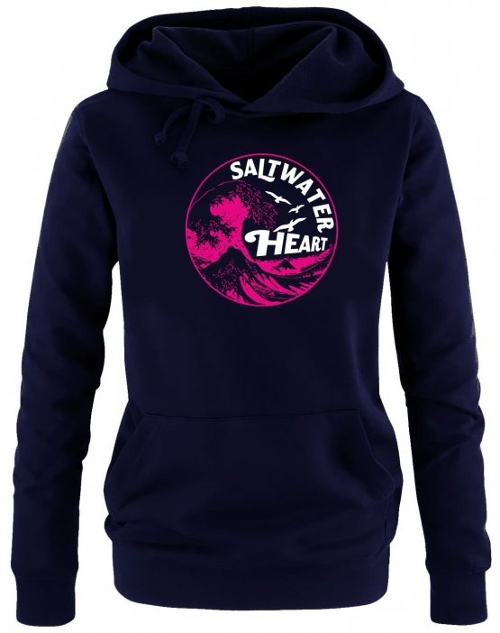 Saltwater Heart Damen Hoodie Sweatshirt mit Kapuze Gr. M L XL XXL Küsten Pullover für Meer Kind Strand Deich