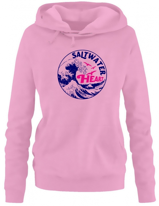 Saltwater Heart Damen Hoodie Sweatshirt mit Kapuze Gr. M L XL XXL Küsten Pullover für Meer Kind Strand Deich