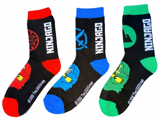 LEGO NINJAGO Socken Set 3 Paar Kindersocken Kinder Strümpfe für Jungen Ninja SCHWARZ Gr.27/30 31/34 35/38