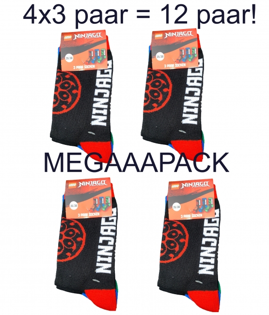 LEGO NINJAGO Socken Set 3 Paar Kindersocken Kinder Strümpfe für Jungen Ninja SCHWARZ Gr.27/30 31/34 35/38