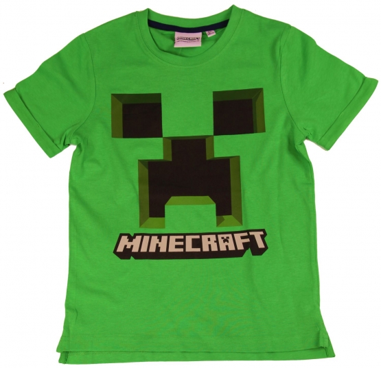 MINECRAFT T-SHIRT green LOGO Gr. 116 128 140 152 Jungen + Mädchen Kinder