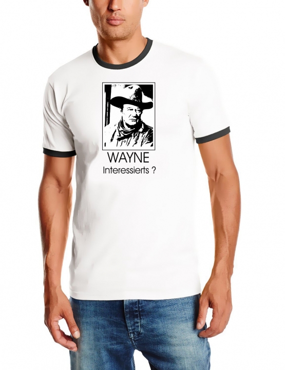 WAYNE interessierts ? 2-FARBEN T-SHIRT SCHW/WEISS
