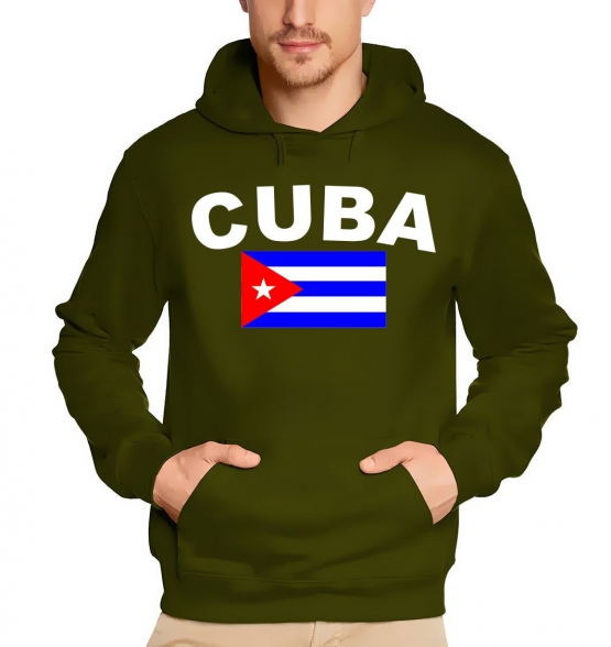 KUBA FLAGGE KAPUZZEN SWEATSHIRT OLIV CUBA