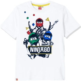 Lego Ninjago Kinder T-Shirt weisß LOGO All Jungen + Mädchen Gr. 104 116 128 140 Lego Wear original. Auf Wunsch mit Name des Kindes personalisiert.