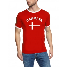 DÄNEMARK DENMARK Fußball T-Shirt rot RINGER S M L XL XXL