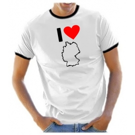 I LOVE GERMANY - DEUTSCHLAND Fußball T-Shirt weiss RINGER S M L