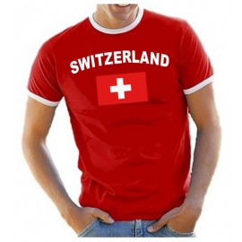 SCHWEIZ - SWITZERLAND Fußball T-Shirt rot RINGER S M L XL XXL