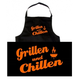 Grillschürze - GRILLEN UND CHILLEN - schwarz/orange