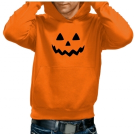 Halloween Sweatshirt Kinder + Erwachsene HOODIE Kürbis Orange-schwarz