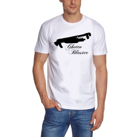 Shirt GHETTO action BLASTER PUMPGUN t-shirt weiss