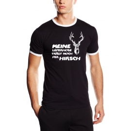 Meine Lederhose trägt noch der Hirsch ! Ringer T-Shirt S - XXL v