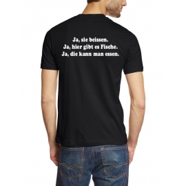 Anglershirt! Ja sie beissen, ja, hier gibt es Fische T-Shirt! S 