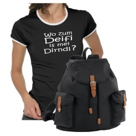 Oktoberfest T-Shirt + Vintage Rucksack ! Wo zum Deifi is mei Dir