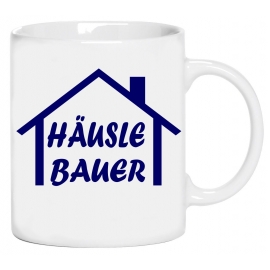 Häuslebauer Kaffeebecher ! coole-fun-t-shirts Becher weiss Kaffe