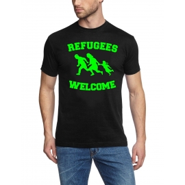 REFUGEES WELCOME ! T-Shirt Flüchtlinge, Asyl schwarz, dunkelblau