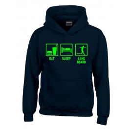 EAT SLEEP LONGBOARD Kinder Sweatshirt mit Kapuze HOODIE Kids Gr.