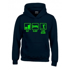 EAT SLEEP LONGBOARD Kinder Sweatshirt mit Kapuze HOODIE Kids Gr.