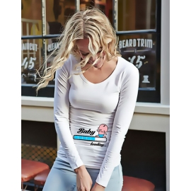 Baby loading…  Süsses T-Shirt für Schwangere Mama LONGSHIRT Extra Langes Strech Langarm T-Shirt XS S M L XL XXL
