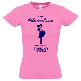 Echte Prinzessinnen wurden im Januar geboren ! Mädchen Geburtstag T-SHIRT Kids Gr.128 - 164 cm Prinzessin Birthday Party Feiern