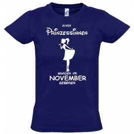 Echte Prinzessinnen wurden im November geboren ! Mädchen Geburtstag T-SHIRT Kids Gr.128 - 164 cm Prinzessin Birthday Party Feiern