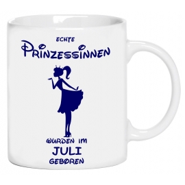 Echte Prinzessinnen wurden im Juli geboren ! coole-fun-t-shirts Becher weiss Kaffeetasse Party feiern Geburtstag
