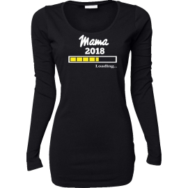 Mama 2018 Loading …  T-Shirt für Schwangere Mama LONGSHIRT Extra Langes Strech Langarm T-Shirt XS S M L XL XXL