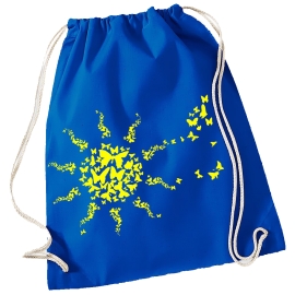 Butterfly Sun ! Gymbag Rucksack Turnbeutel Tasche Backpack für Pausenhof, Schule, Sport, Urlaub