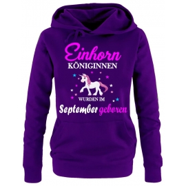Einhorn Königinnen wurden im September geboren ! Unicorn Damen HOODIE Sweatshirt mit Kapuze Gr.S M L XL XXL schenken Birthday Party Feiern