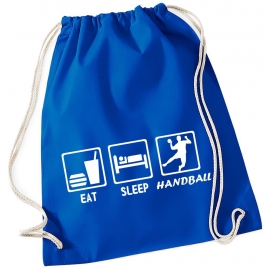 EAT SLEEP HANDBALL ! Gymbag Rucksack Turnbeutel Tasche Backpack für Pausenhof, Schule, Sport, Urlaub