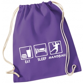 EAT SLEEP HANDBALL ! Gymbag Rucksack Turnbeutel Tasche Backpack für Pausenhof, Schule, Sport, Urlaub