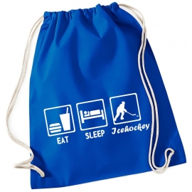 EAT SLEEP EISHOCKEY ! Gymbag Rucksack Turnbeutel Tasche Backpack für Pausenhof, Schule, Sport, Urlaub