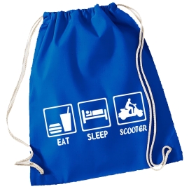 EAT SLEEP SCOOTER ! Gymbag Rucksack Turnbeutel Tasche Backpack für Pausenhof, Schule, Sport, Urlaub